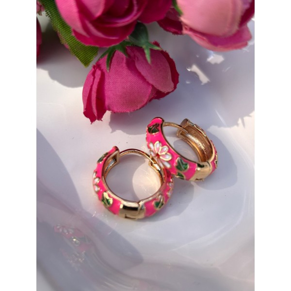 By Merve Vintage Neon Pembe Çiçekli Halka Kadın Çelik Küpe Bijuteri Küpe Fiyatı
