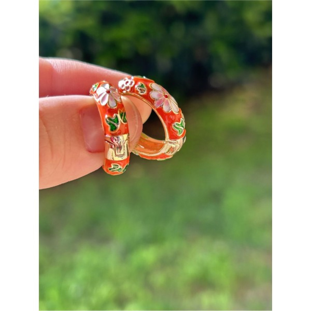 By Merve Vintage Turuncu Mineli Kadın Halka Küpe Bijuteri Küpe Fiyatı