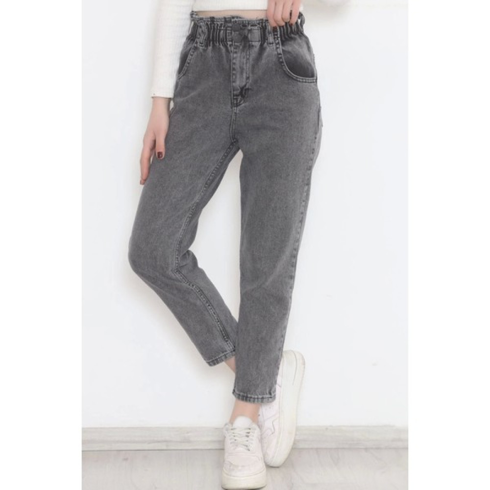 By Nurcihan Beli Lastikli Kot Pantolon Gri - 12559.1431. Elbise Fiyatı