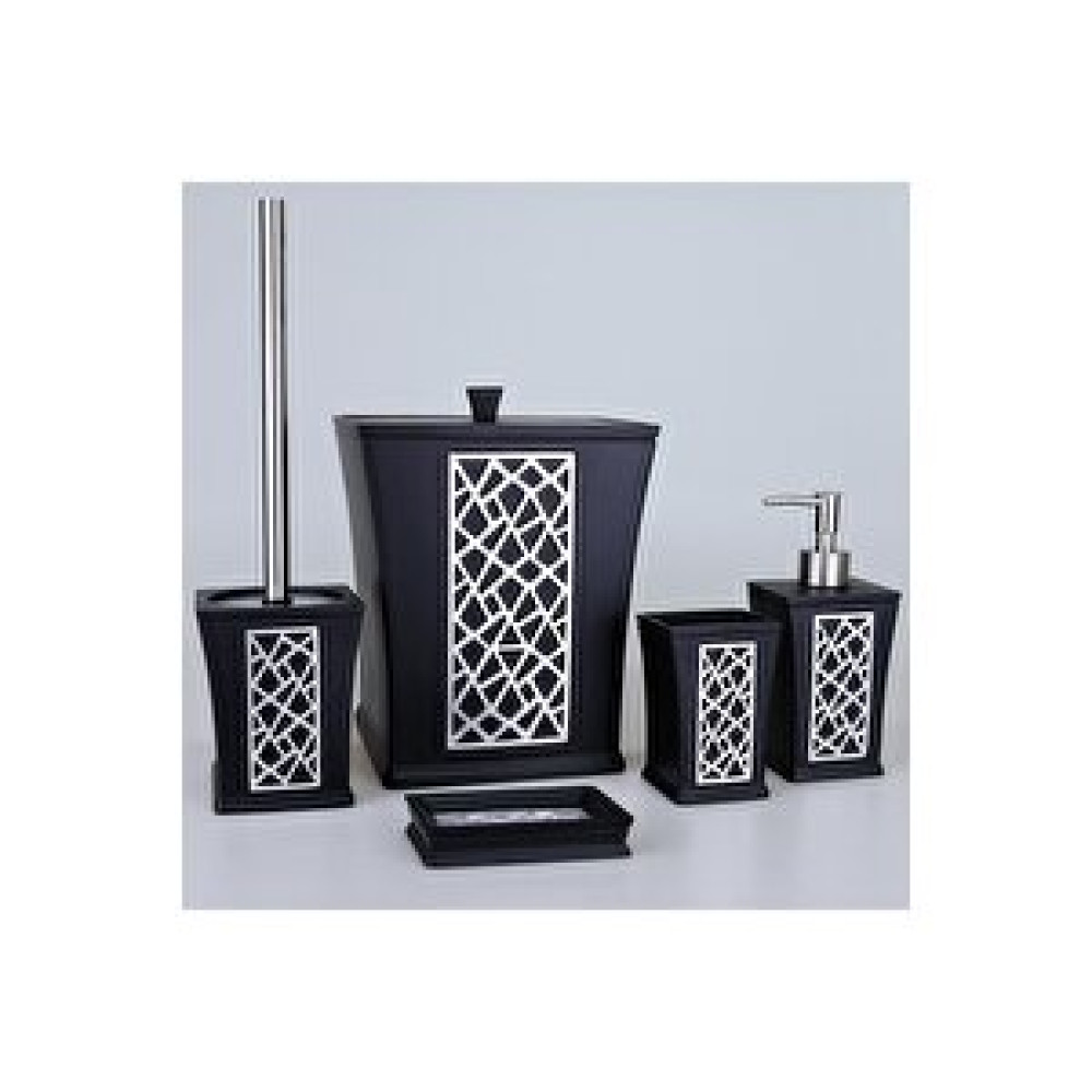 By Selim Mirage Siyah Gümüş 5 Parça Polyester Banyo Seti Banyo Aksesuarları Fiyatı