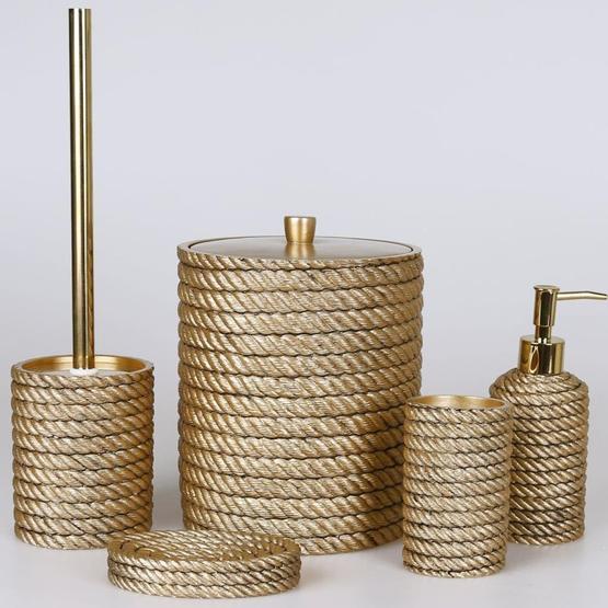 By Selim Rope Altın 5 Parça Polyester Banyo Seti