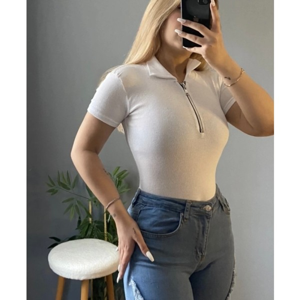 By Siena Fermuarlı Polo Yaka Bluz Bluz Fiyatı
