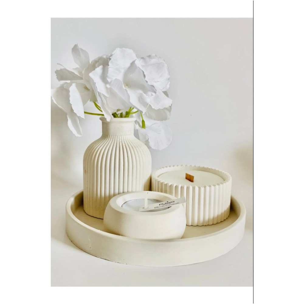 By Sirin Candle Beyaz Vazo Oval Tepsi / Kutuda Mum Ve Tealight Mumluk Dekorasyon Seti. Obje Fiyatı