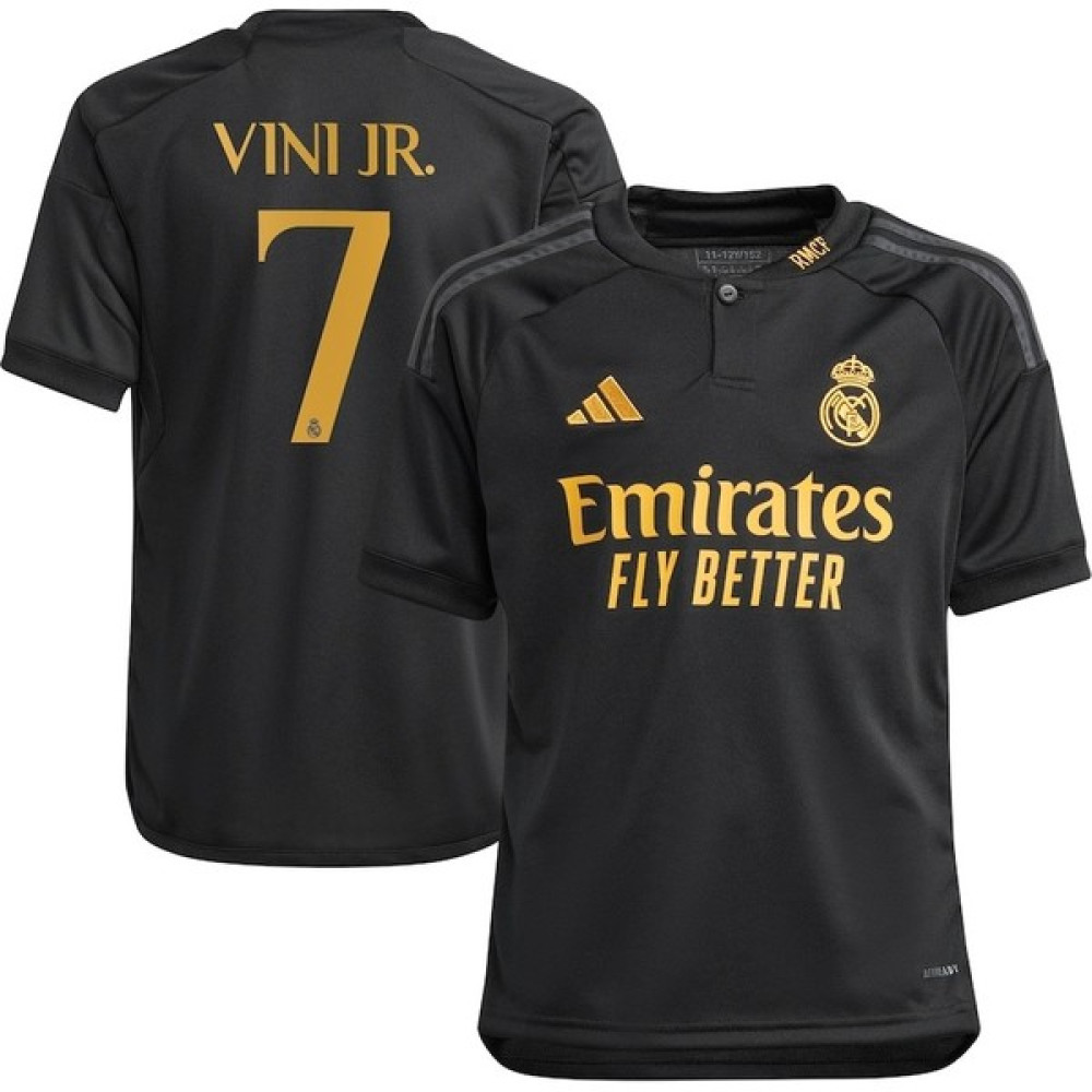 By Sportakus Real Madrid 2023/24 Yeni Sezon Vini Jr Siyah Alternatif Forması (Third Shirt) Futbol Malzemeleri Fiyatı