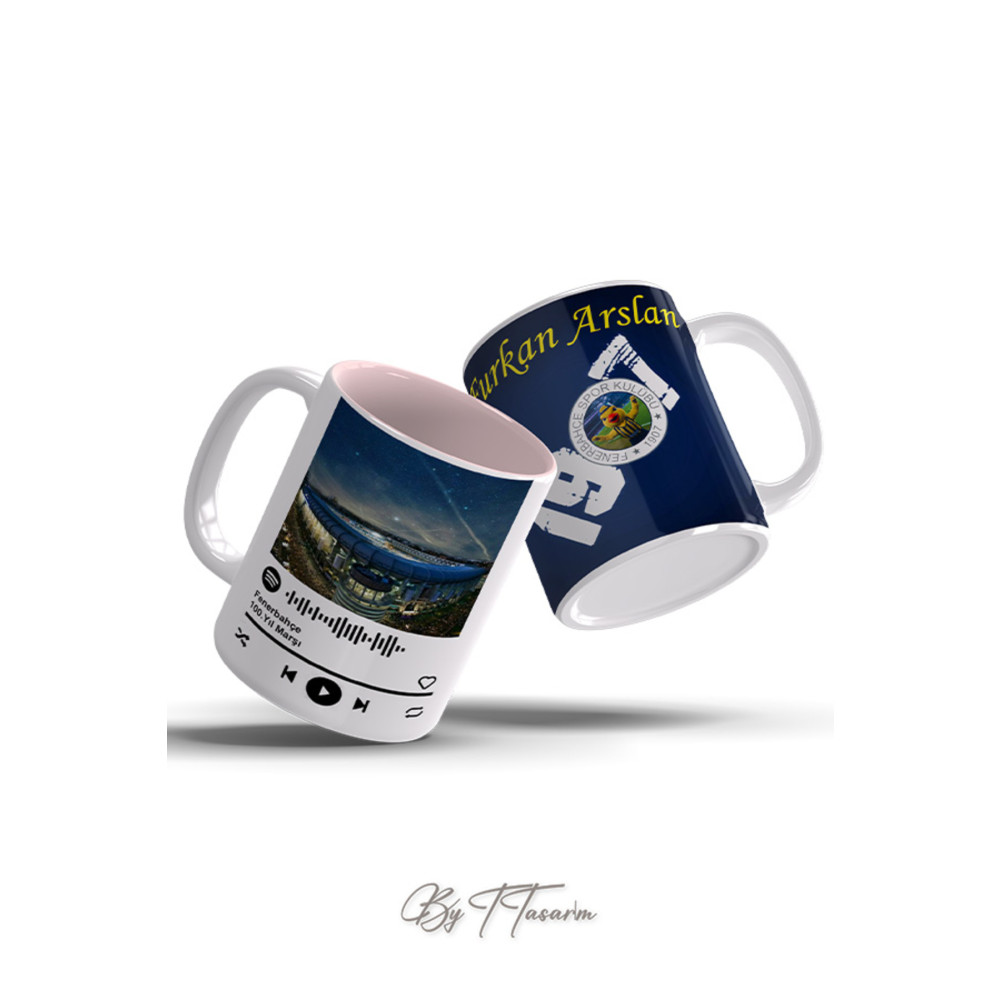 By T Tasarım Fenerbahçe Spotfy Qr Kodlu Kişiye Özel Isim Yazılabilen Hediyelik Kupa Bardak Kupa Fiyatı