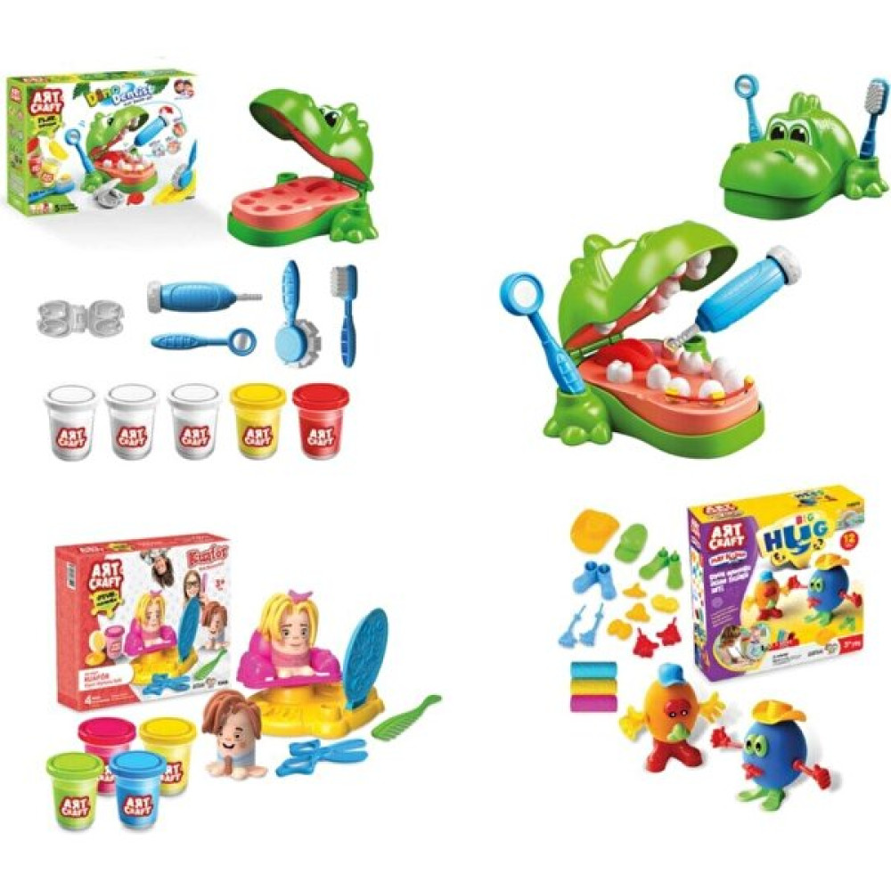 Bycaretta Dinozor Dişçi Oyun Hamur Set + Kuaför Oyun Hamur Seti + Insan Figürü Seti Oyun Hamuru - Renkli Eğitici Oyuncak Fiyatı
