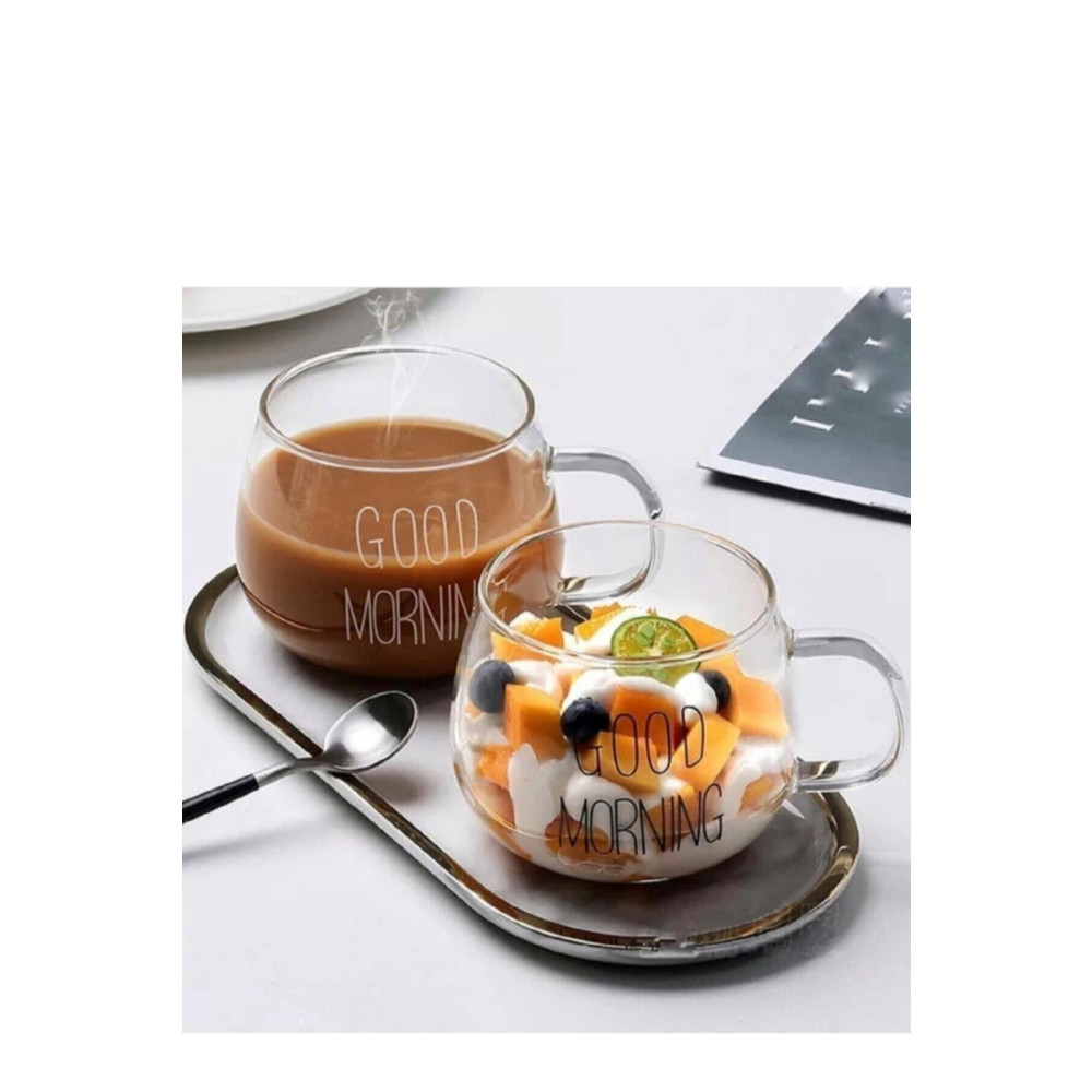 Bycomo 2 Li Good Morning Günaydın 400 ml Borosilikat Cam Kupa Fma00618 Kupa Fiyatı