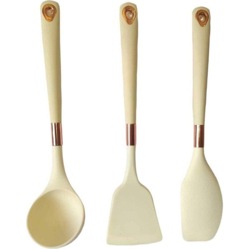 Bycomo Ahşap Saplı Yanmaz Yapışmaz Lüks Silikon Spatula Kepçe Seti 3'lü Takım Mutfak Gereçleri Fiyatı