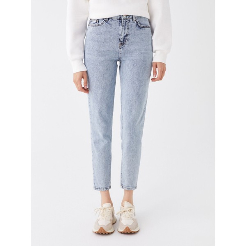 ByCukurovaFrango Açık Mavi Mom Jeans Likralı Yüksek Bel Mavi Kar Yıkamalı Mom Kot Pantolon Bayan Jeans / Kot Pantolon Fiyatı