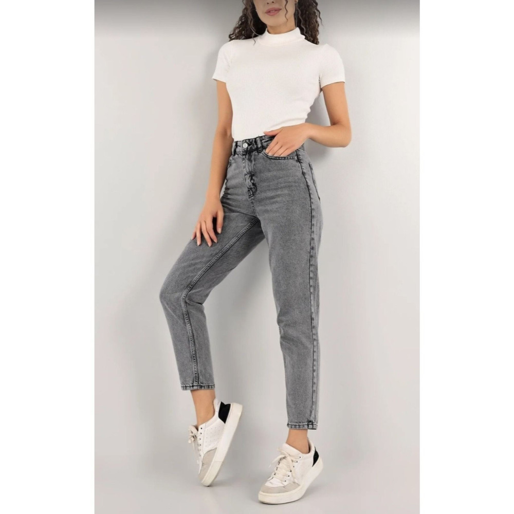 ByCukurovaFrango Julia 90s Kadın Jeans Füme Yüksek Bel Likralı Mom Jeans Kot Pantolon 32 Beden Kadın Pantolon Fiyatı