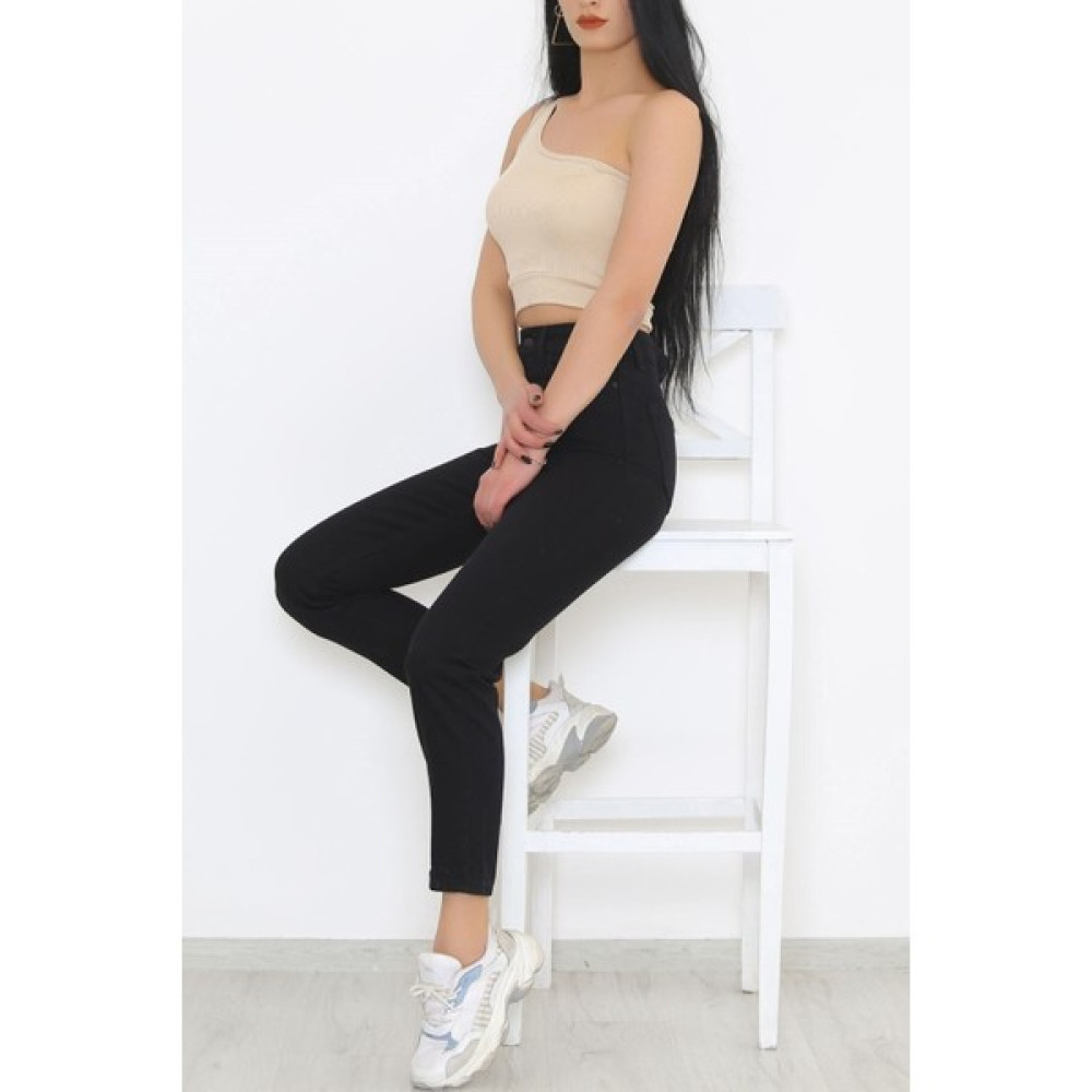 ByCukurovaFrango Kadın Yüksek Bel Siyah Mom Jeans Likralı Esnek Kot Pantolon Bayan Jeans / Kot Pantolon Fiyatı