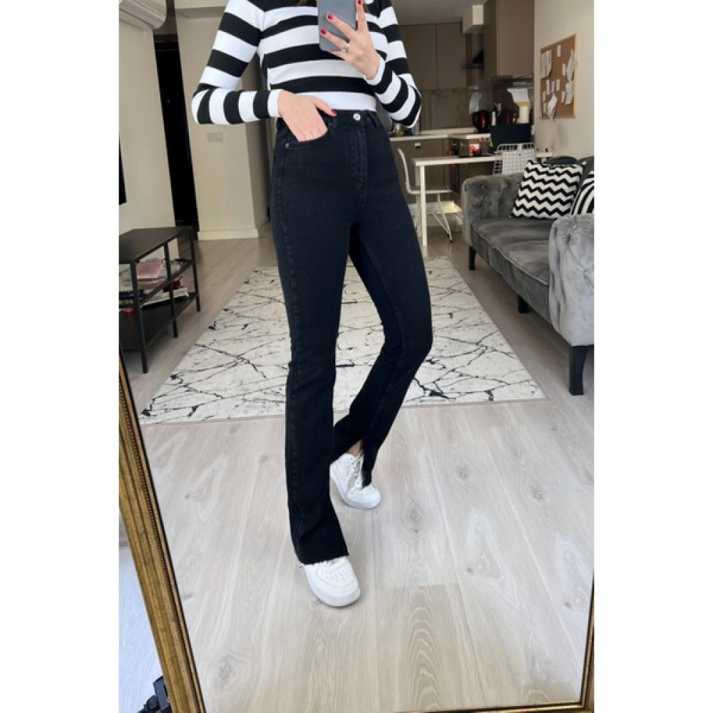 ByCukurovaFrango Siyah Yırtmaçl Colombo Jean Yüksek Bel Fermuarlı Fit Kalıp Cepli Likralı Denim Jean Kot Pantolon Bayan Jeans / Kot Pantolon Fiyatı