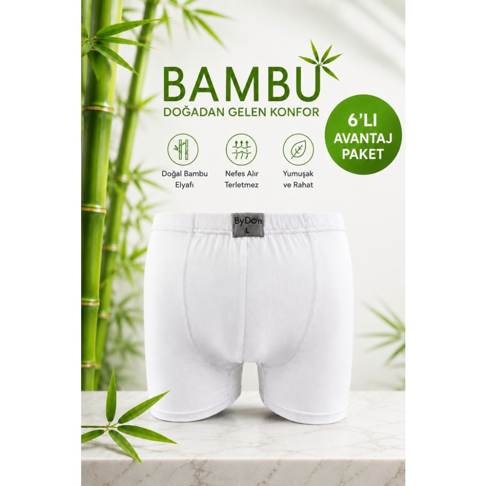 ByDon Erkek Licralı Bambu Boxer 6'lı Avantaj Paket ( Içten Lastikli ) Erkek Boxer Fiyatı
