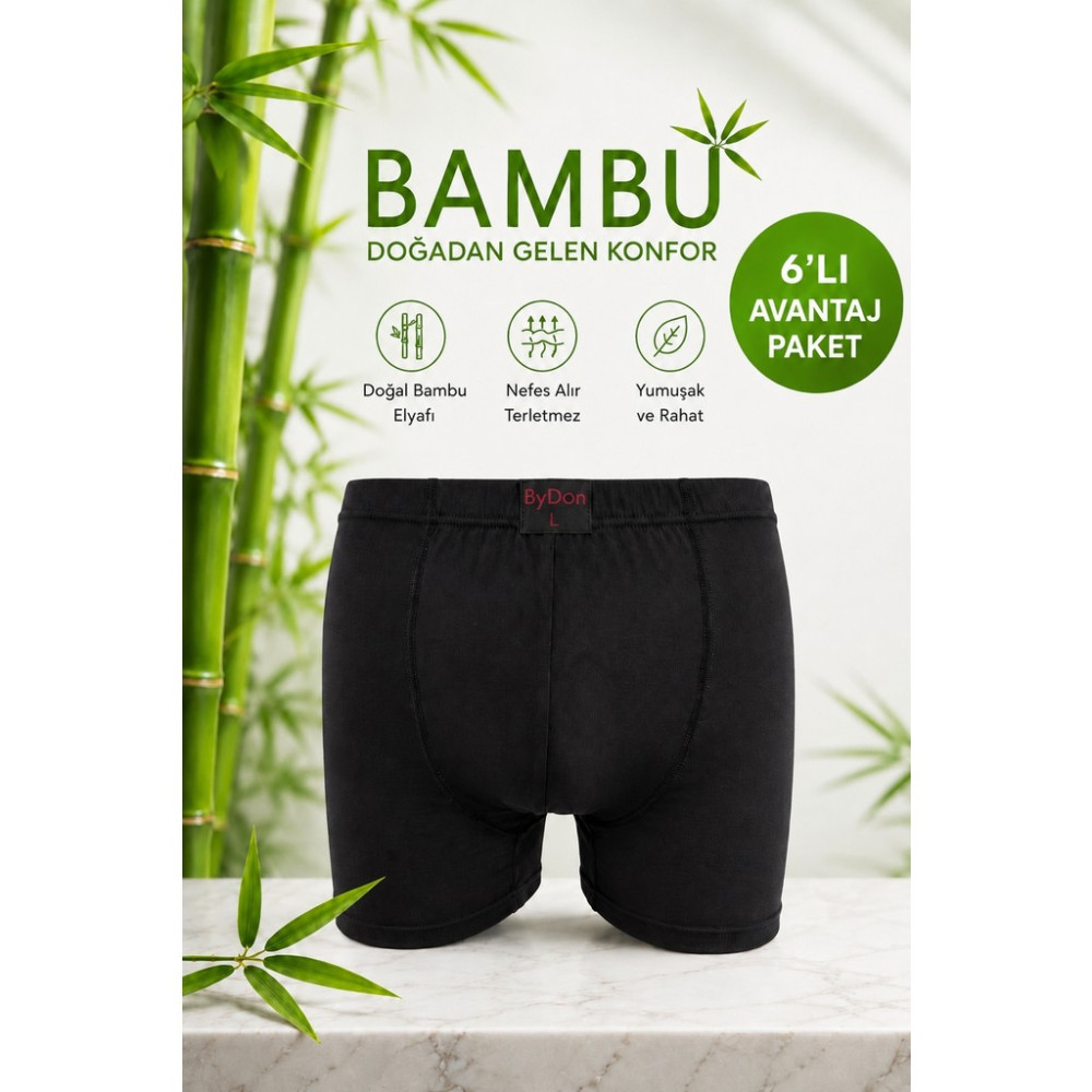 ByDon Erkek Licralı Bambu Boxer 6'lı Avantaj Paket ( Içten Lastikli ) Erkek Boxer Fiyatı