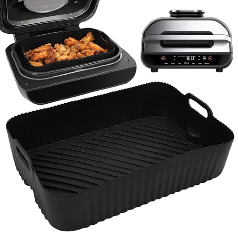 BYKITCHEN Reusable Air Fryer Silicone Liners for Ninja FG551/DG551/IG651 Foodi Smart XL Indoor Grill, Rectangle Silicone Air Fryer Liners for Ninja XL Grill Air Fryer, Ninja Foodi Grill Accessories Grill and Barbecue Fiyatı