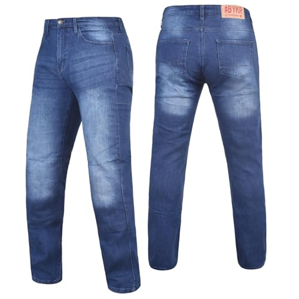 BYKR Motorcycle Jeans for Men with CE Level 2 Armor - Motorcycle Riding Jeans for Riders - Heavy-Duty Protective Gear for Adventure Tour 34WX32L Dark Blue