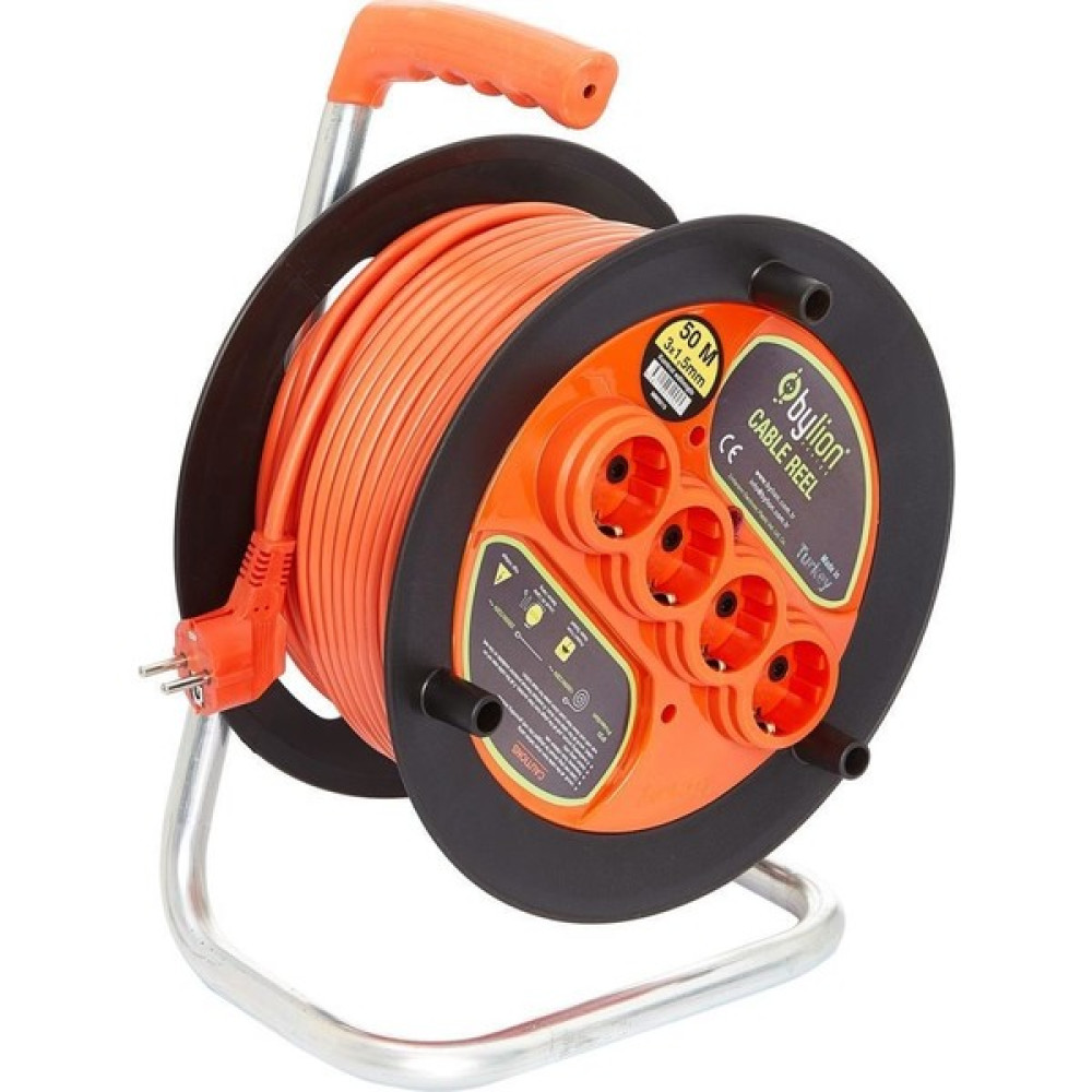 Bylion 50 Metre 3 X 1,5 mm Seyyar Makaralı Uzatma Kablosu - 50 m Prizler Fiyatı