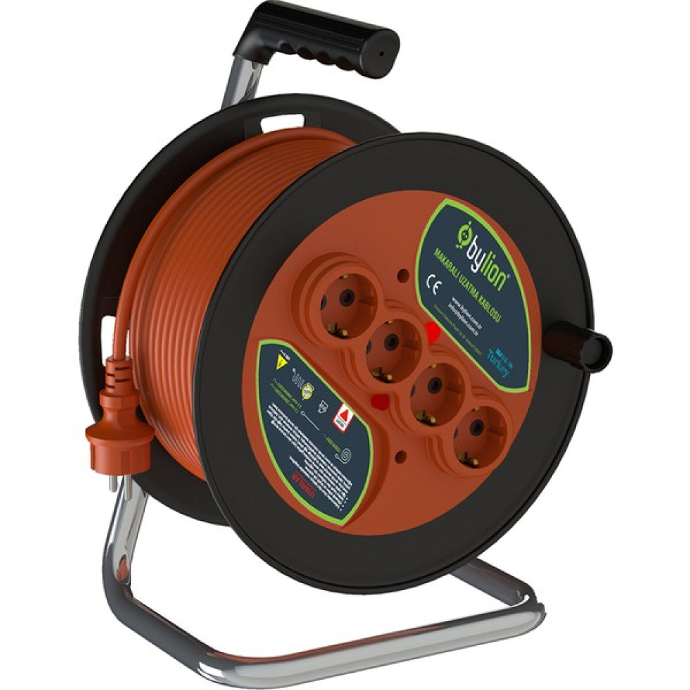 Bylion Makaralı Seyyar Uzatma Kablosu 3 x 1.5 mm² 20 m Turuncu Prizler Fiyatı