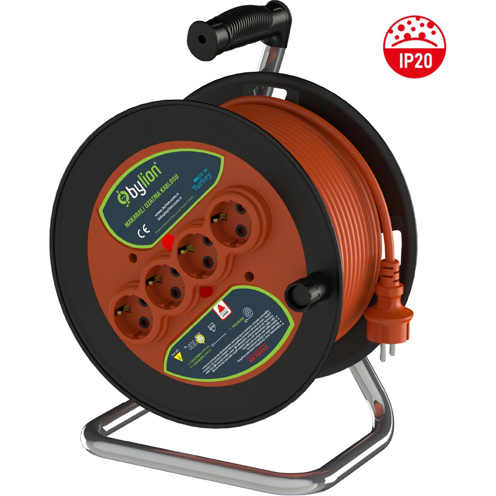 Bylion PMK-40325-F 3x2,5 40MT Kablolu Plastik Seyyar Kablo Makarası Diğer Fiyatı