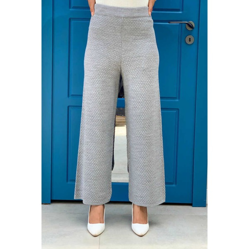 Bym Fashion 22214 Triko Pantolon Gri Kadın Pantolon Fiyatı