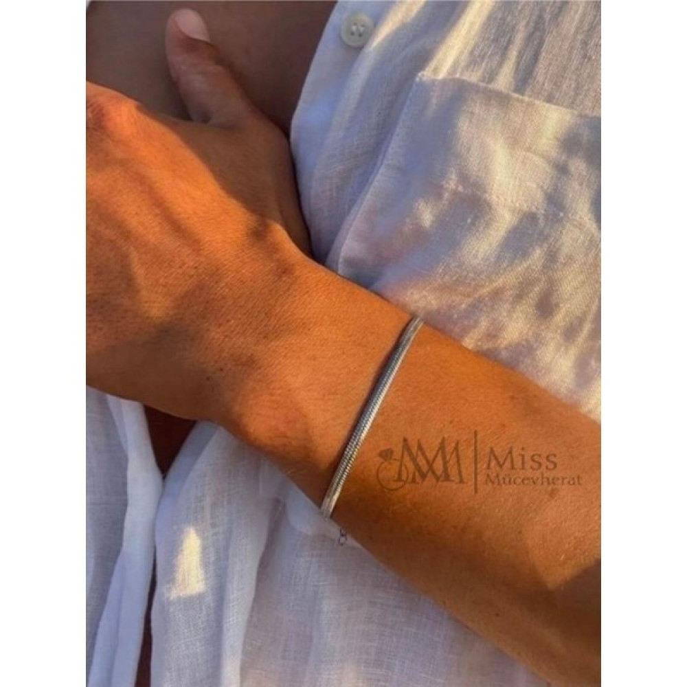 BymissMücevherat Balık Sırtı Gümüş Bileklik Unisex Balıksırtı Model Bymiss 925 Ayar Gümüş Bileklik Taşsız Bileklik 3 mm Saat ve Bileklik Aksesuarı Fiyatı