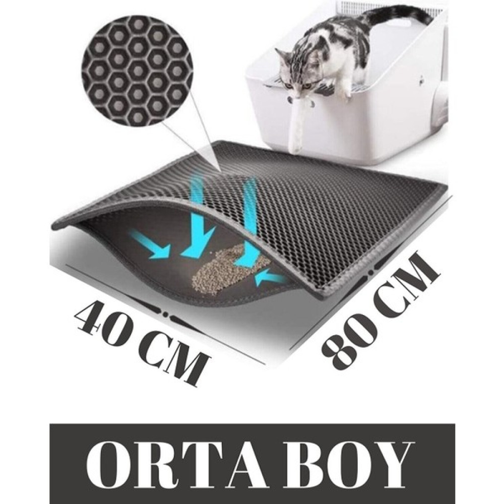 Bypet Kedi Tuvaleti Önü Elekli Kedi Kumu Paspası-Gri Renk (40 x 80 Cm) - Gri Evcil Hayvan Ürünleri Fiyatı