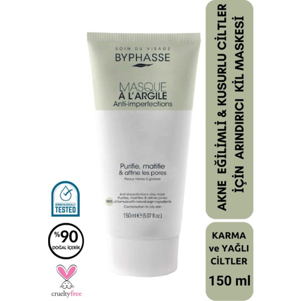 Byphasse Akneye Eğilimli Gözenekli Ciltler İçin Arındırıcı Kil Maskesi 150 ml Maskeler Fiyatı
