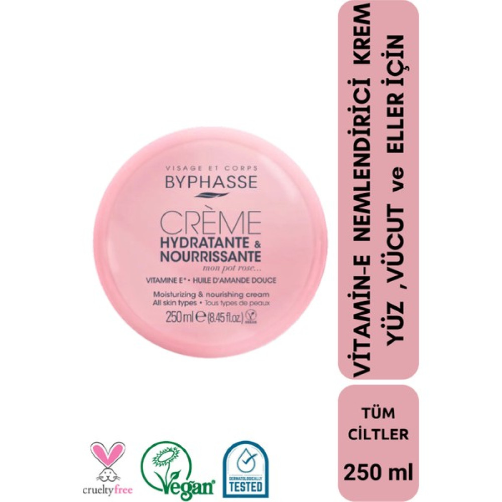 Byphasse Vitamin-E Nemlendirici Krem Yüz ,vücut ve Eller Için 250ML Nemlendiriciler Fiyatı