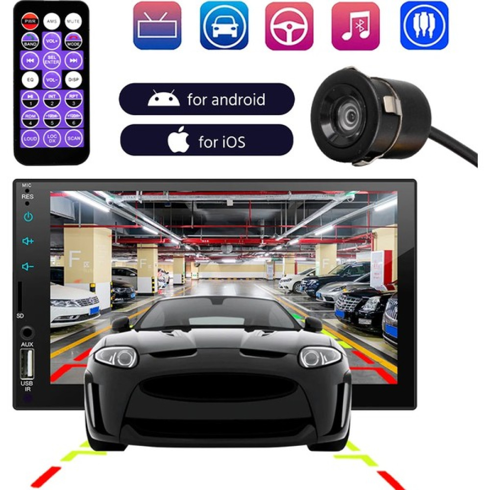 BYR002 Shopzum MV-24651 7 Inch Car 2-Din Mp5 Player Car Play Mekaniksiz Double Oto Teyp [efsngrck] Oto Teypleri Fiyatı