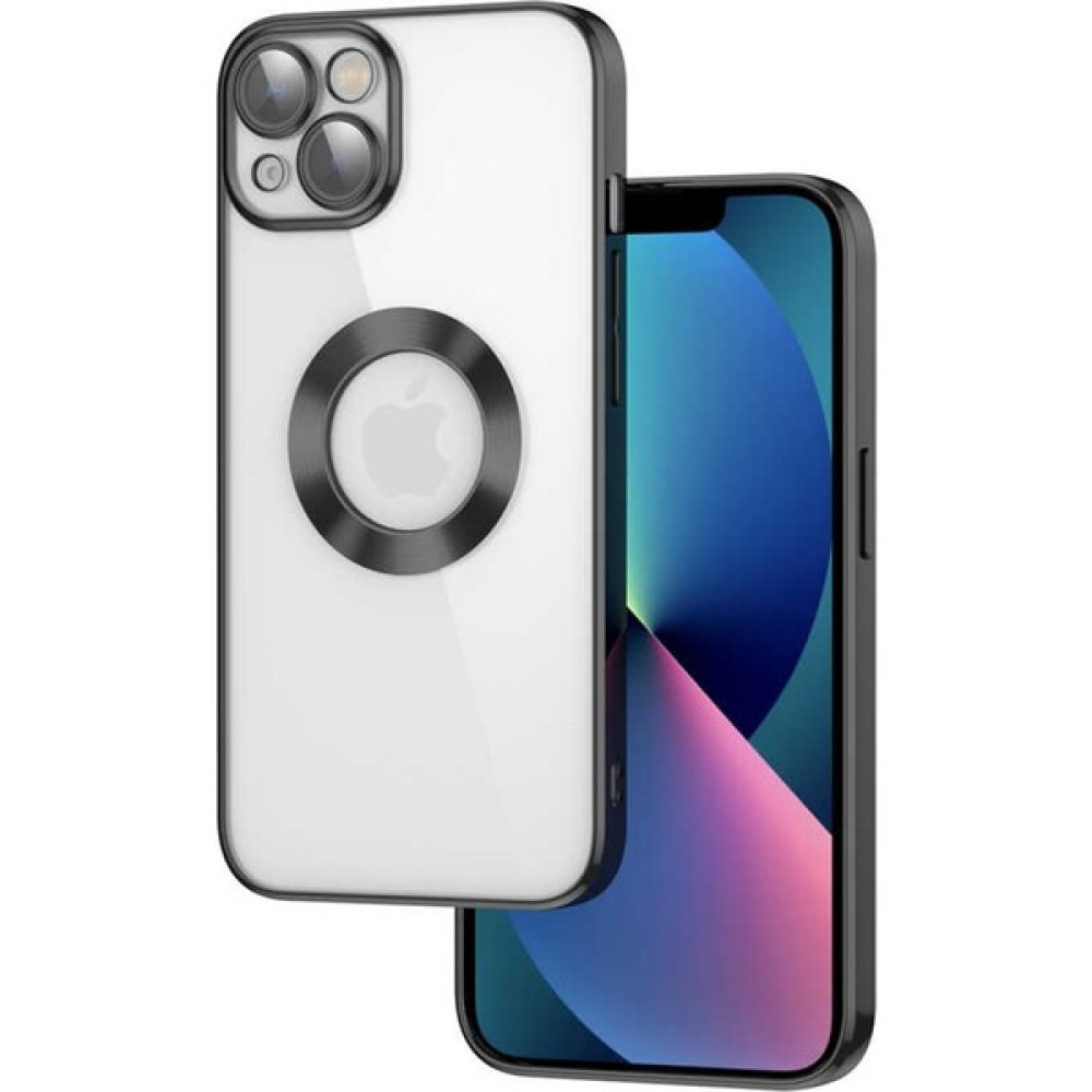 Byrk Aksesuar Apple iPhone 13 Pro Logo Gösteren Kamera Korumalı Kenarları Renkli Şeffaf Silikon Kılıf - Açık Siyah Cep Telefonu Kılıfı Fiyatı