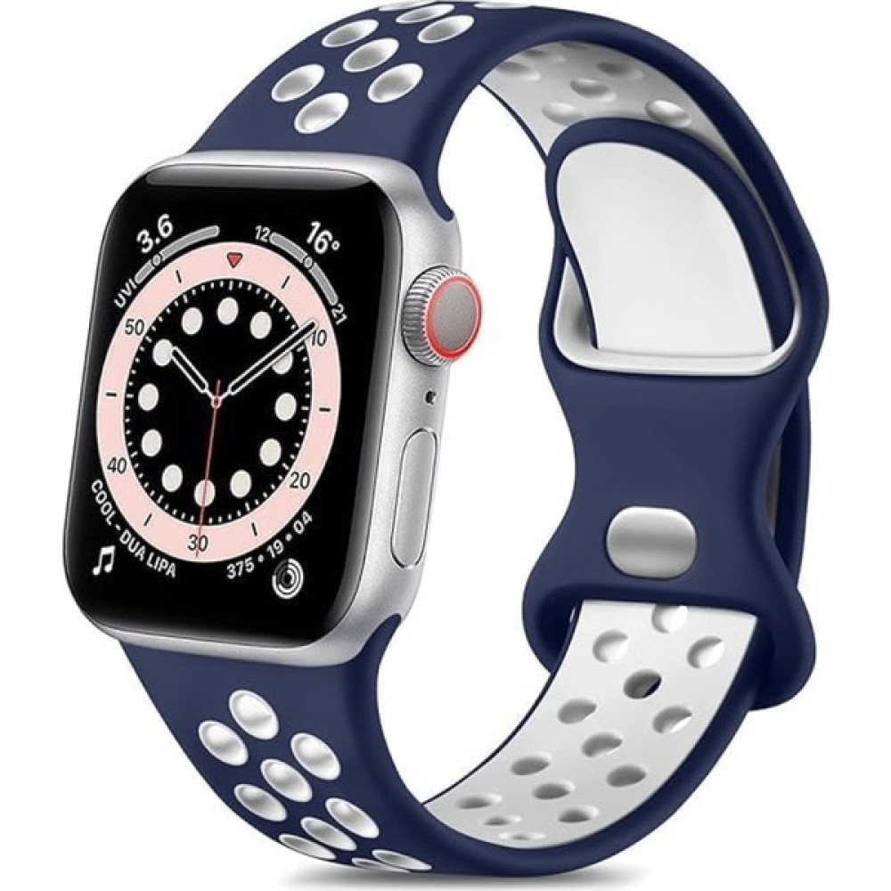 Byrk Aksesuar Apple Watch 3-4-5-6-7-8-Se (42-44-45MM) Yüksek Kalite Kordon Nike Model 42-44-45 (M-L) - Lacivert - Beyaz Giyilebilir Teknoloji Aksesuarları Fiyatı