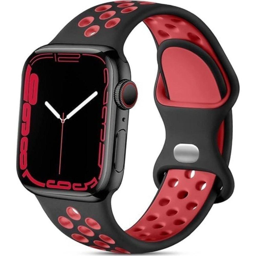 Byrk Aksesuar Apple Watch 3-4-5-6-7-8-Se (42-44-45MM) Yüksek Kalite Kordon Nike Model 42-44-45 (M-L) - Siyah - Kırmızı Giyilebilir Teknoloji Aksesuarları Fiyatı