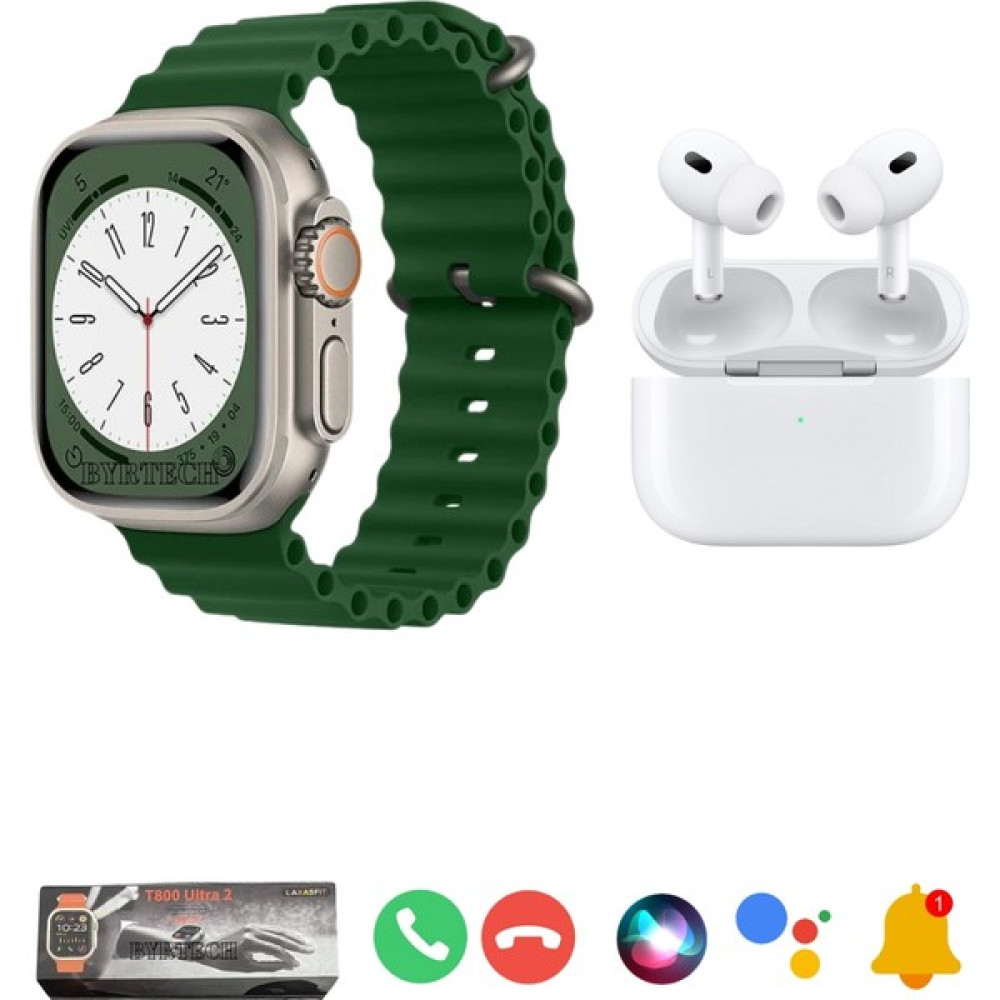 Byrtech T800 Watch Ultra 2 Akıllı Saat Pro Bluetooth Kulaklık İkili Paket - Yeşil Oto Boyaları Fiyatı