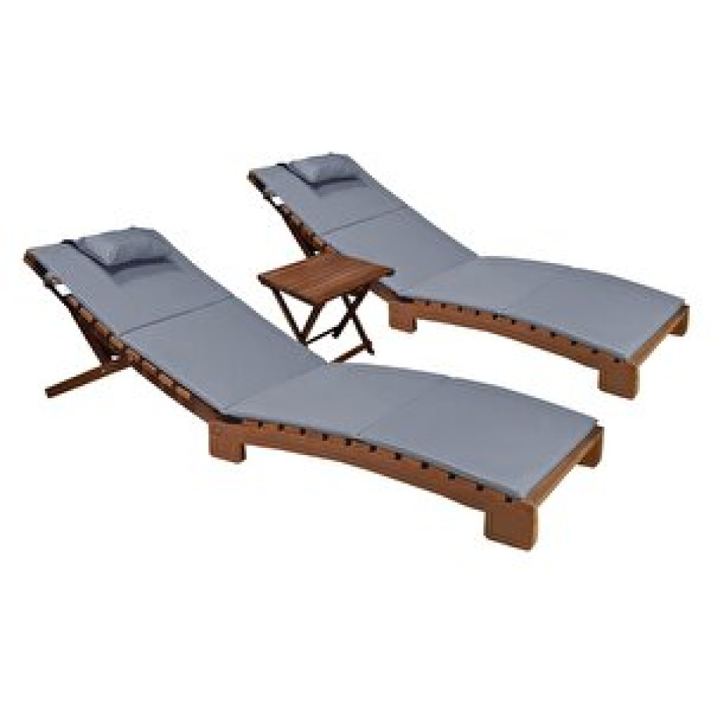 BySay Bysay Ahşap Katlanabi̇li̇r Yatar Şezlong Plaj Yataği Mi̇nder Dahi̇l 3 Lü Set (cevi̇z - Gri̇) Ceviz Gri Şezlong Fiyatı
