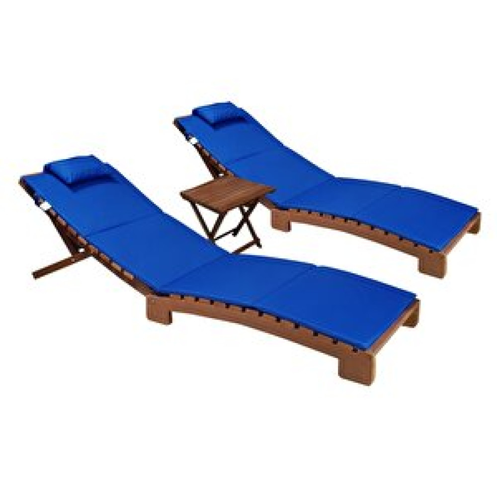 BySay Bysay Ahşap Katlanabi̇li̇r Yatar Şezlong Plaj Yataği Mi̇nder Dahi̇l 3 Lü Set (cevi̇z - Mavi̇) Ceviz-Mavi Şezlong Fiyatı