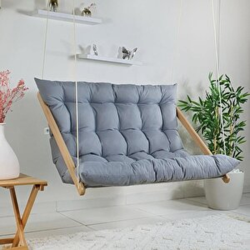 BySay Bysay Ahşap Puf Mi̇nderli̇ İki̇li̇ Salincak Hamak. Ev Balkon Teras Bahçe İçi̇n (haki̇) Yeşil Bahçe Salıncağı Fiyatı