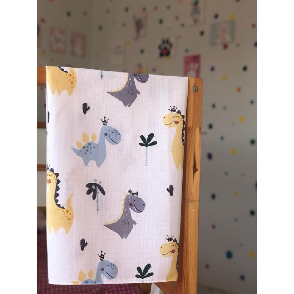 Byselinkaraca %100 Pamuklu Müslin Bebek Battaniyesi Çok Amaçlı Dino Desenli Müslin Bebek Örtüsü 85 x 85 cm - Sarı Bebek Battaniyesi Fiyatı