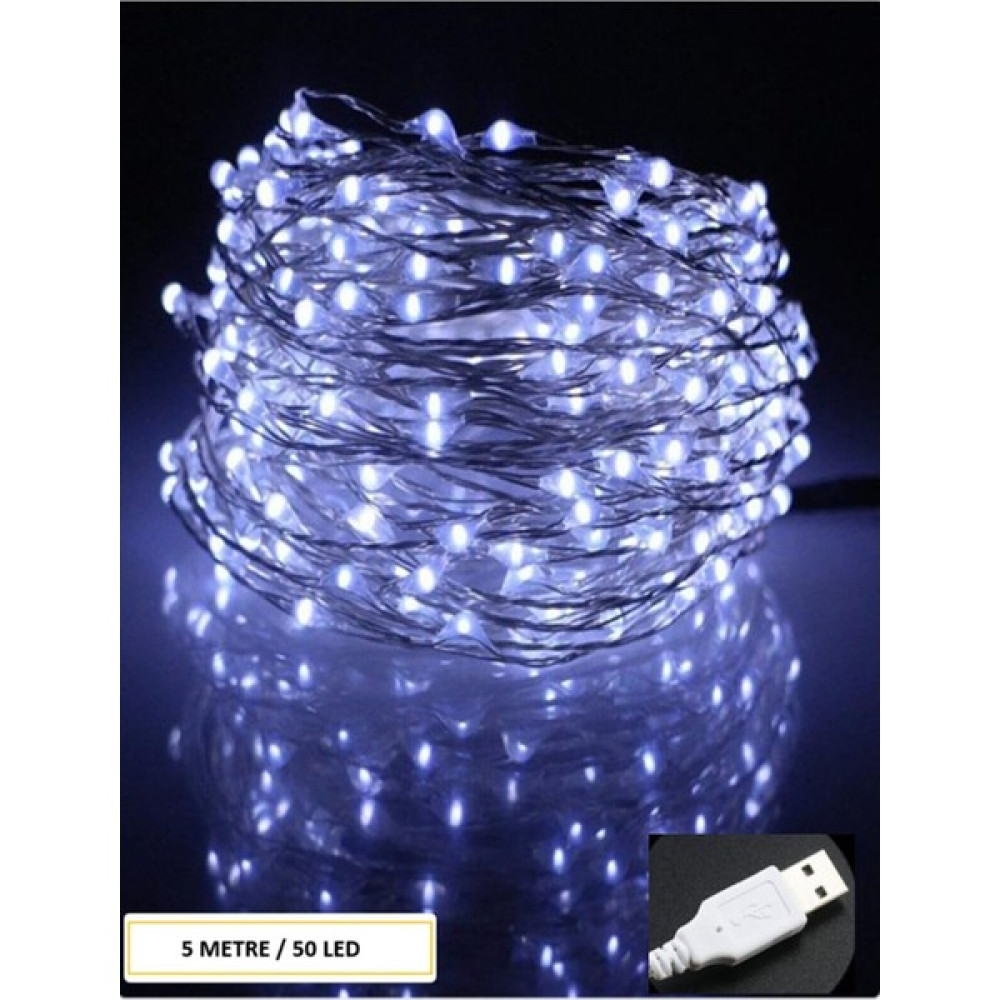 BYSHOME Peri LED Işık 5 Metre USB ile Çalışan Çok Amaçlı Dekoratif Aydınlatma - 5 m - Beyaz Led Aydınlatmalar Fiyatı