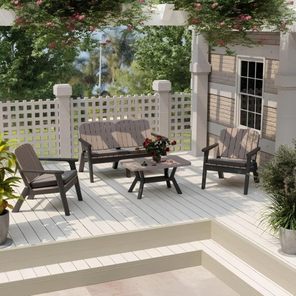 BySquirrel Harmony 4 Kişilik Bahçe Balkon Mobilyası 2+1+1+Sehpa - Teras Balkon Bahçe Kanepe Takımı - Vizon Bahçe Mobilyası Takımı Fiyatı
