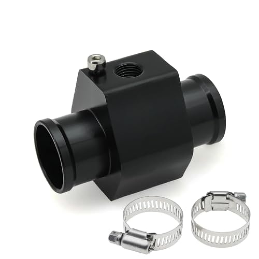 BYYOUIV Temperature Gauge Radiator Sensor Adapter with Hose Clamps for Water Temp Joint Pipe (26mm)