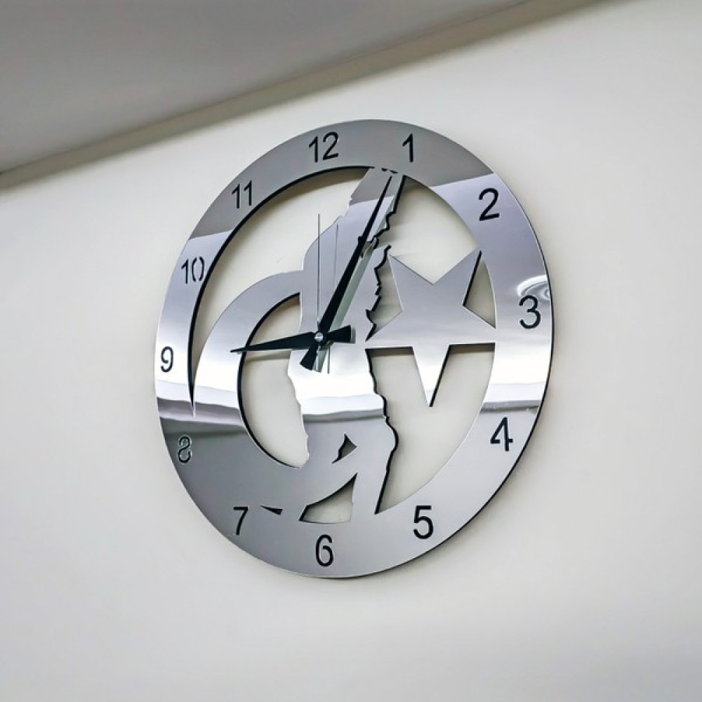 C-Tasarım Dekoratif Gümüş Aynalı Duvar Saati Atatürk Portre - 40 cm Dekoratif Saat Fiyatı