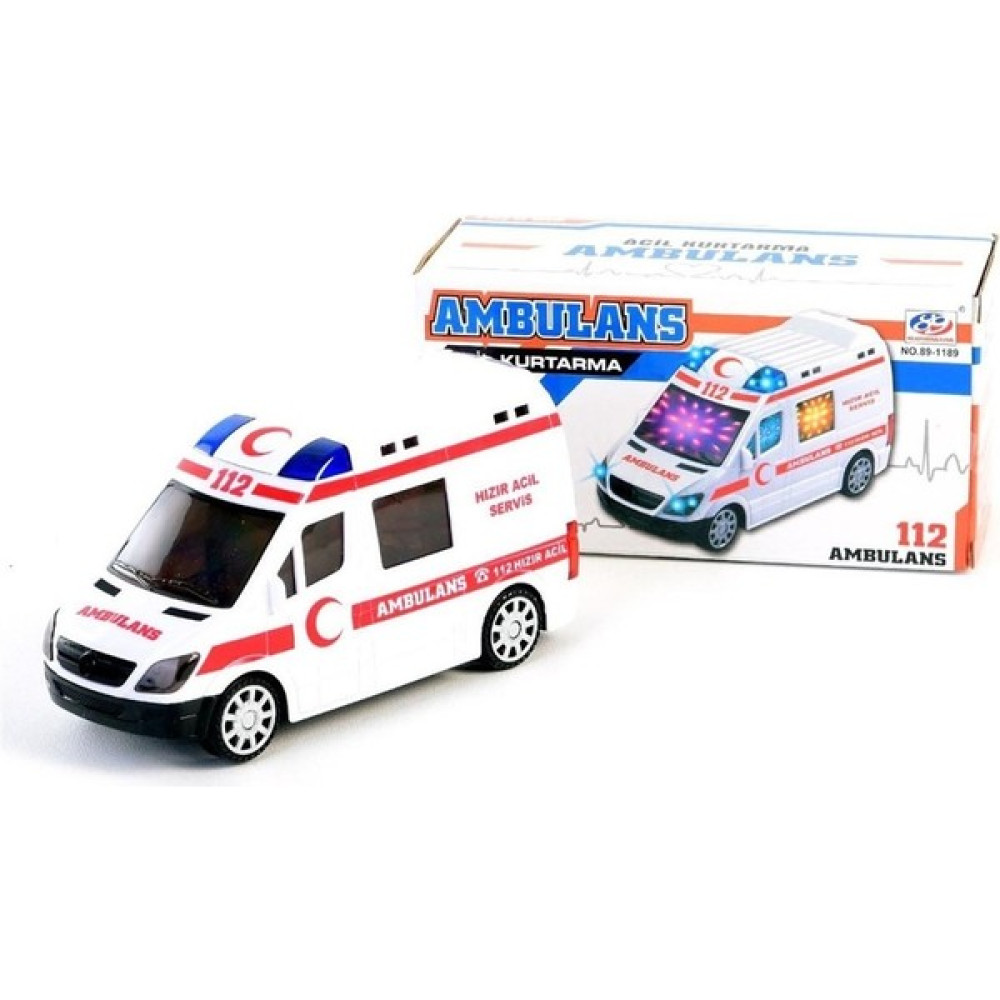 C Toys Pilli 3D Işıklı ve Sesli Ambulans - Beyaz Oyuncak Araç Fiyatı