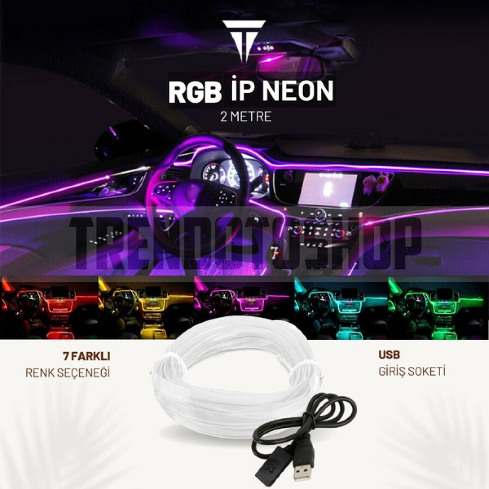 C9 Rgb Araç Içi Atmosfer Ambiyans Ip Neon Torpido LED 2 Metre USB Girişli Led Aydınlatmalar Fiyatı