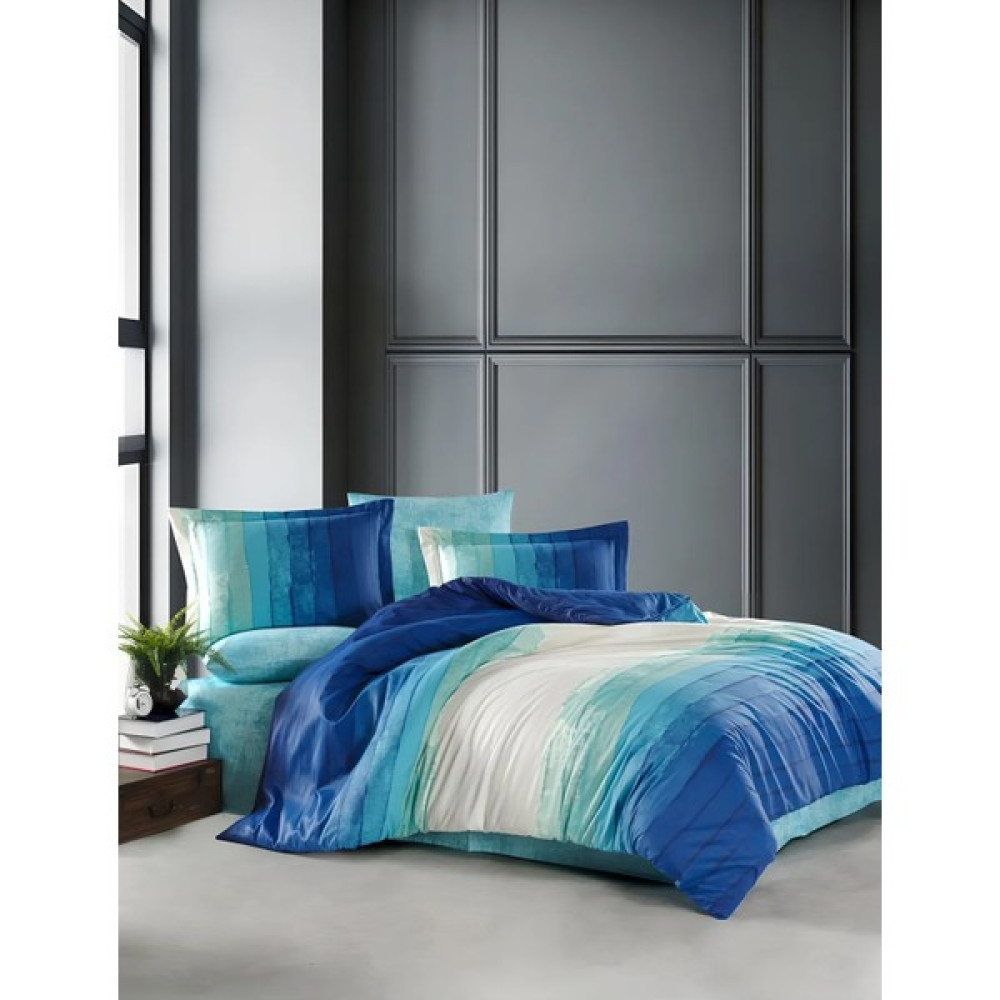 Ca-Sa Tekstil Pamuklu Çift Kişilik Nevresim Takımı | Şık ve Konforlu Deneyim Serisi! - Mavi - 220 x 240 cm Nevresim Takımı Fiyatı