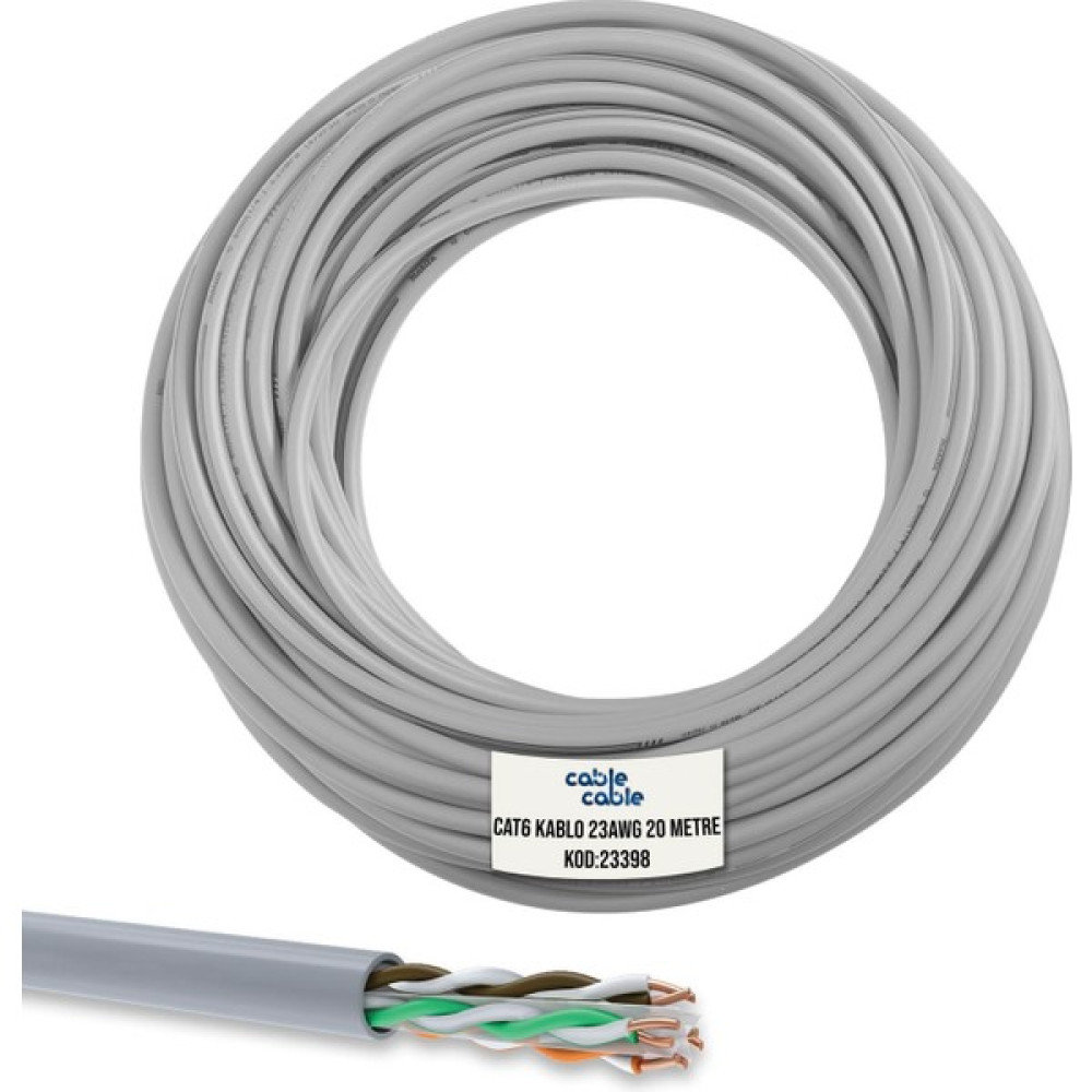 Cable Cable Cat6 Kablo 23AWG 0.51MM 20MT Cablecable Ağ / Network Kablosu Fiyatı
