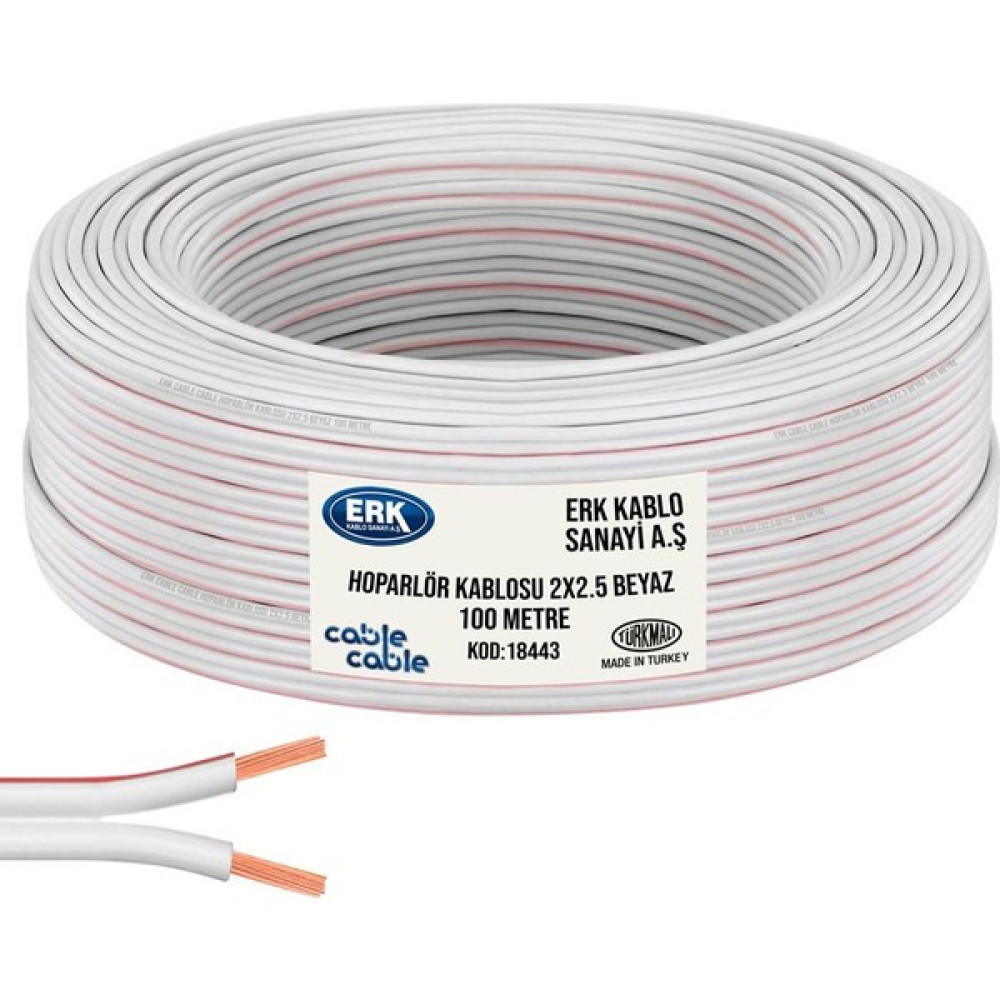 Cable Cable Hoparlör Kablosu 2x2.5 Beyaz 100 Metre Erk Yerli Stüdyo ve Sahne Ekipmanları Fiyatı
