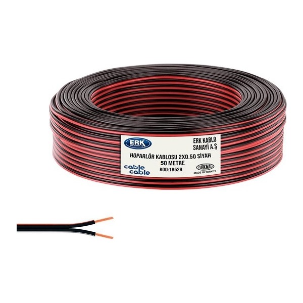 Cable Cable Hoparlör Kablosu Kordon 2 x 0.5 mm x 50 M Siyah Bluetooth Hoparlör Fiyatı