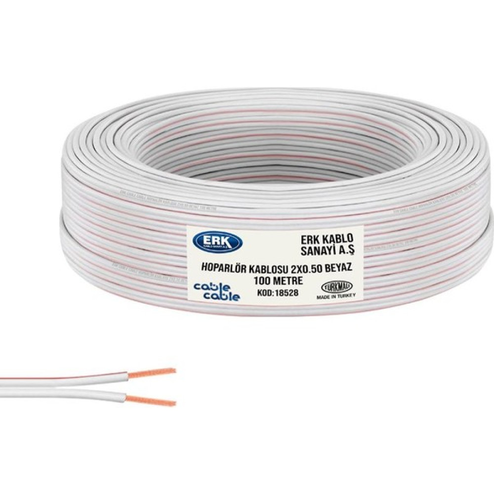 Cable Cable Hoparlör Kablosu Kordon 2x0.50 Beyaz 100 Metre Erk Yerli Stüdyo ve Sahne Ekipmanları Fiyatı