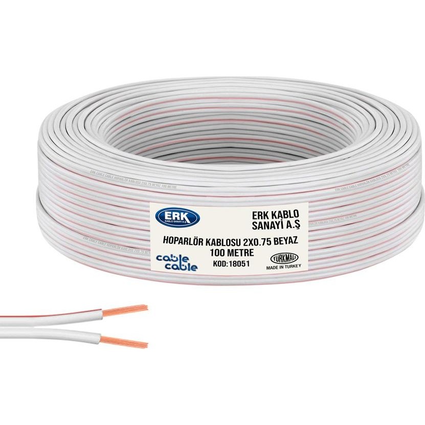 Cable Cable Hoparlör Kablosu Kordon 2x0.75 Beyaz 100 Metre Erk Yerli Bluetooth Hoparlör Fiyatı