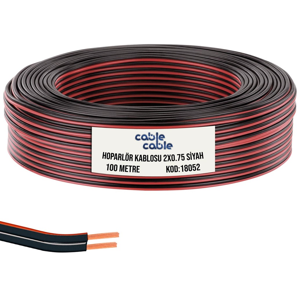 Cable Cable Hoparlör Kablosu Kordon 2x0.75 Siyah 100MT Cablecable Bluetooth Hoparlör Fiyatı